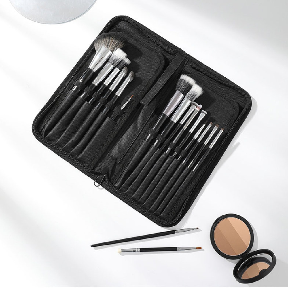 Case With Pencil Holder - Draagbare make-upborsteltas van hoge kwaliteit, 15-gaats