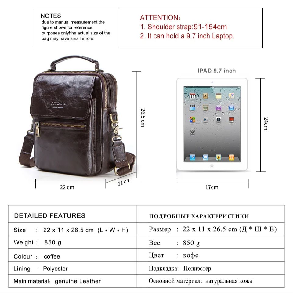 Echt lederen sling schoudertas - Tablet Shoulder Bag recensie en prijs