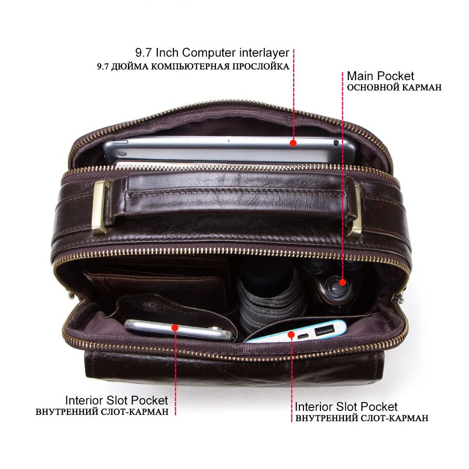 Echt lederen sling schoudertas - Tablet Shoulder Bag recensie en prijs